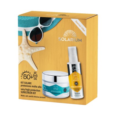 Solarium Kit Protezione Molto Alta Latte Solare Spf50+ Doposole Idratante Elasticizzante 